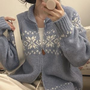 노르딕 패턴 투웨이지퍼 반집업 니트 가디건 도톰한 겨울 데일리